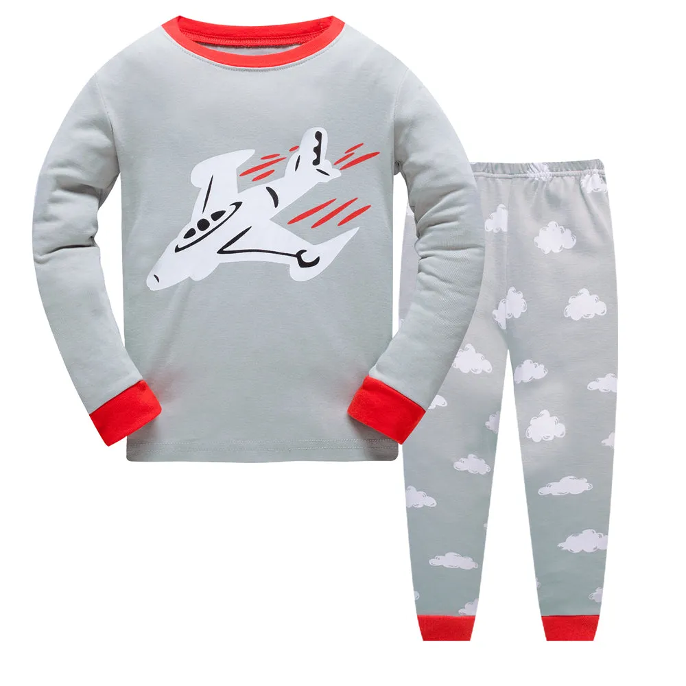 100% Cotton Kids Pajama Set 2 Pack- Red & Gray