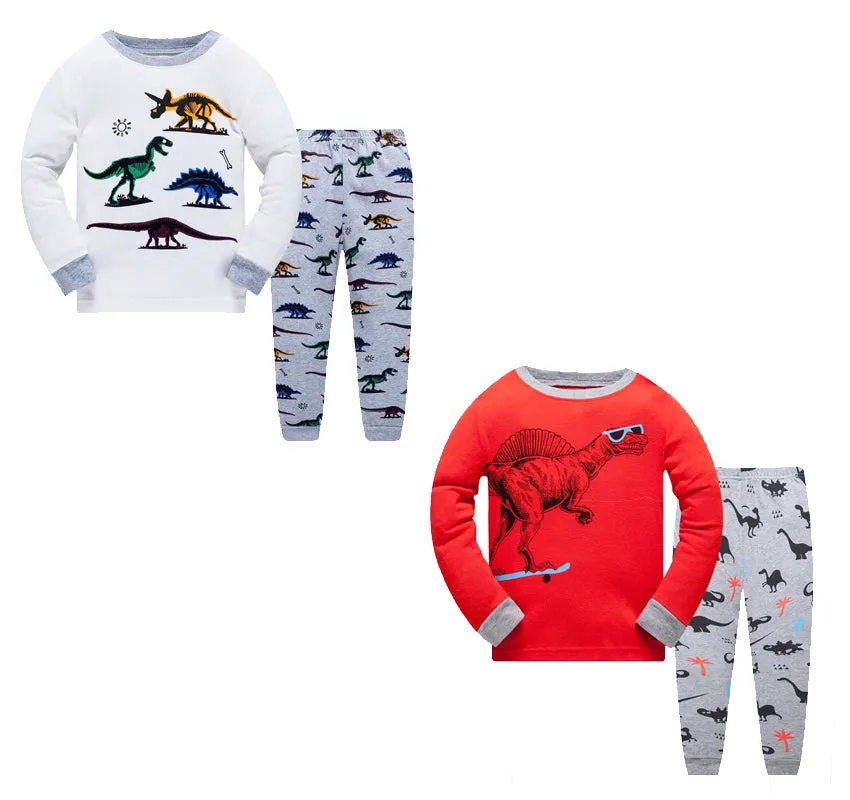 100% Cottons Kids Pajama Set 2 Pack - Dinosaur