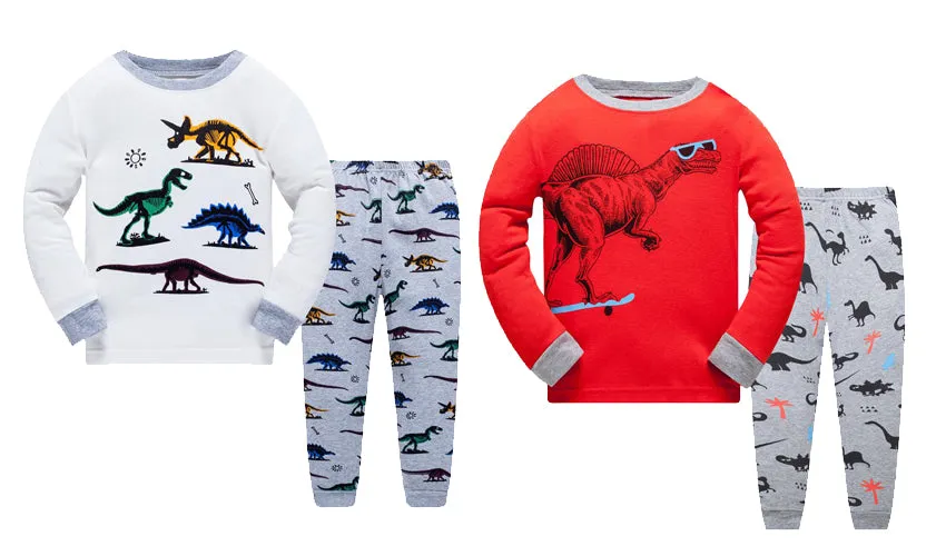 100% Cottons Kids Pajama Set 2 Pack - Dinosaur