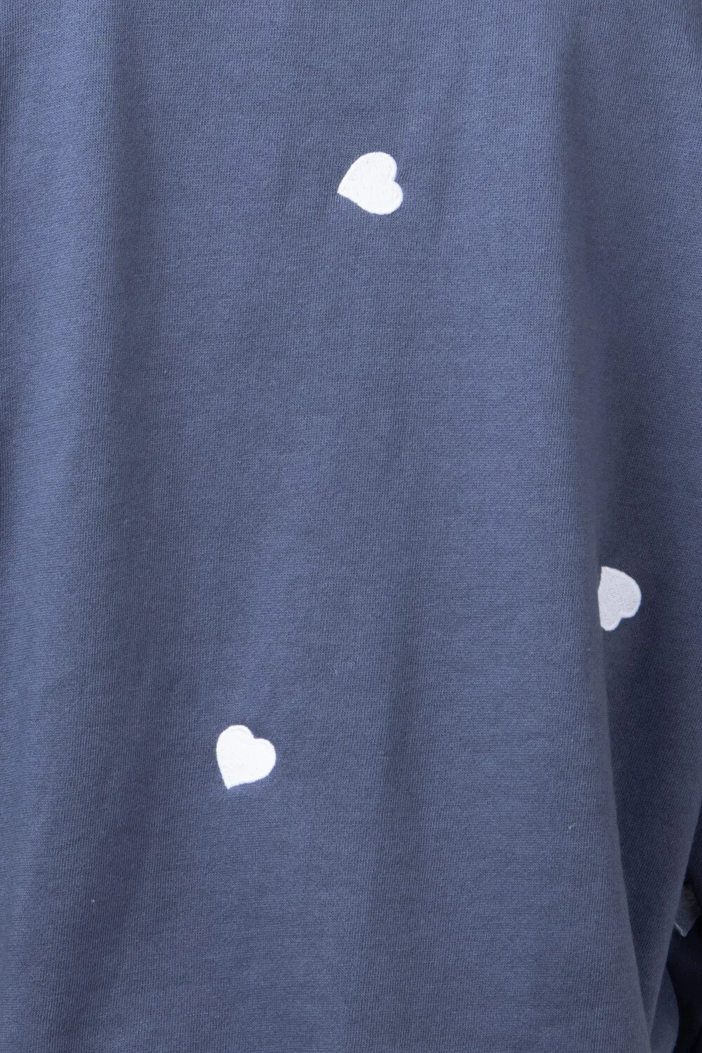 1897 Active Heart Embroidered Sweatshirt for Women in Blue | T978-DENIMBLUE