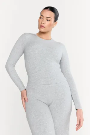 365 SCULPTING LOUNGE LONG SLEEVE TOP - GREY MARL
