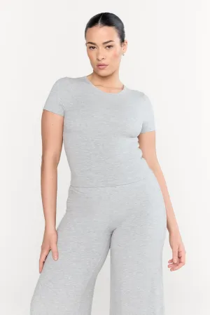 365 SCULPTING LOUNGE SHORT SLEEVE T-SHIRT - GREY MARL