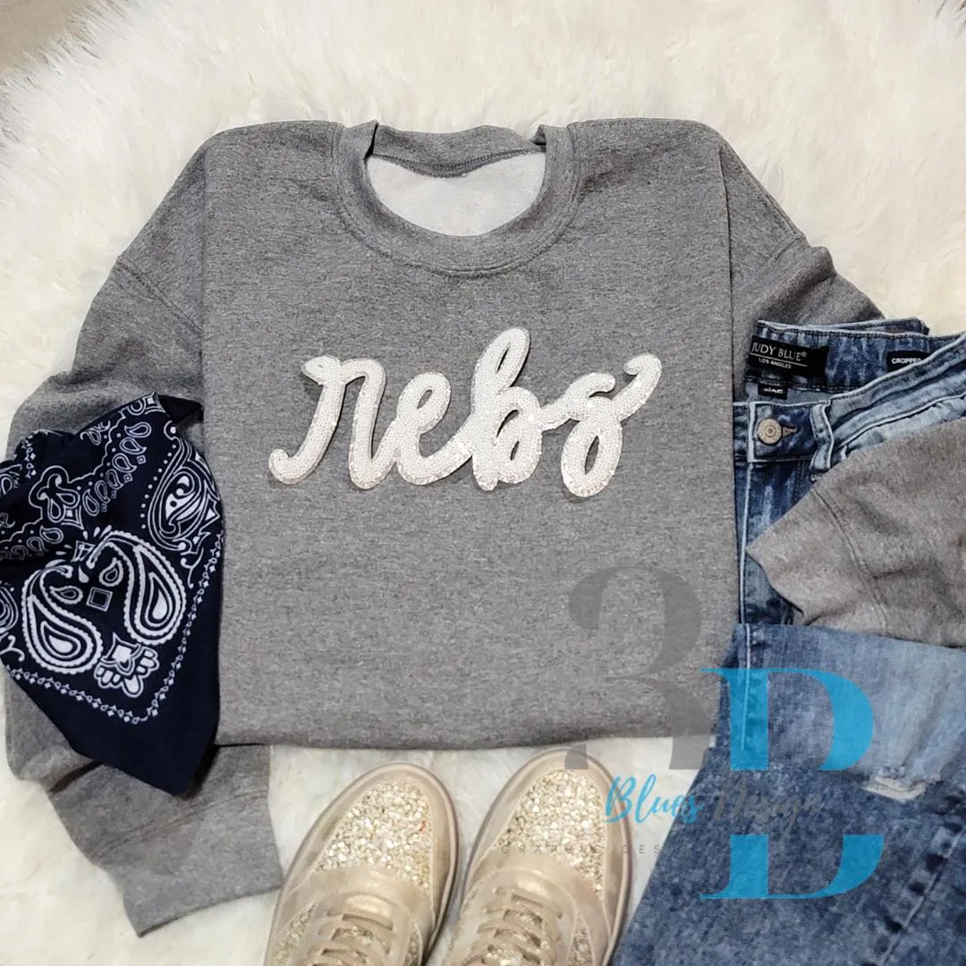 3Blues Designs |   Hazel Blues® | Rebs Sequin Patch Sweatshirt