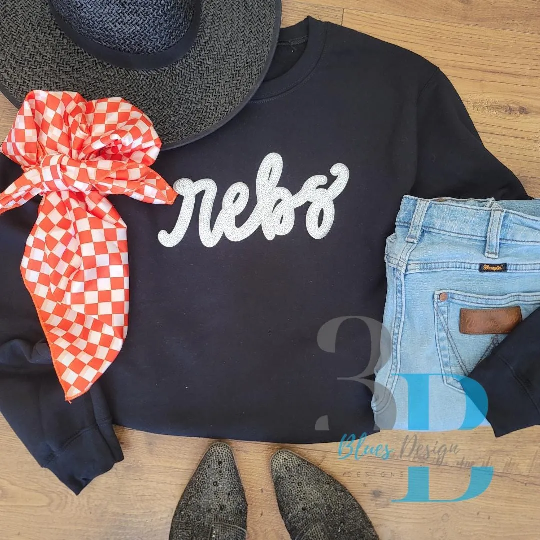 3Blues Designs |   Hazel Blues® | Rebs Sequin Patch Sweatshirt