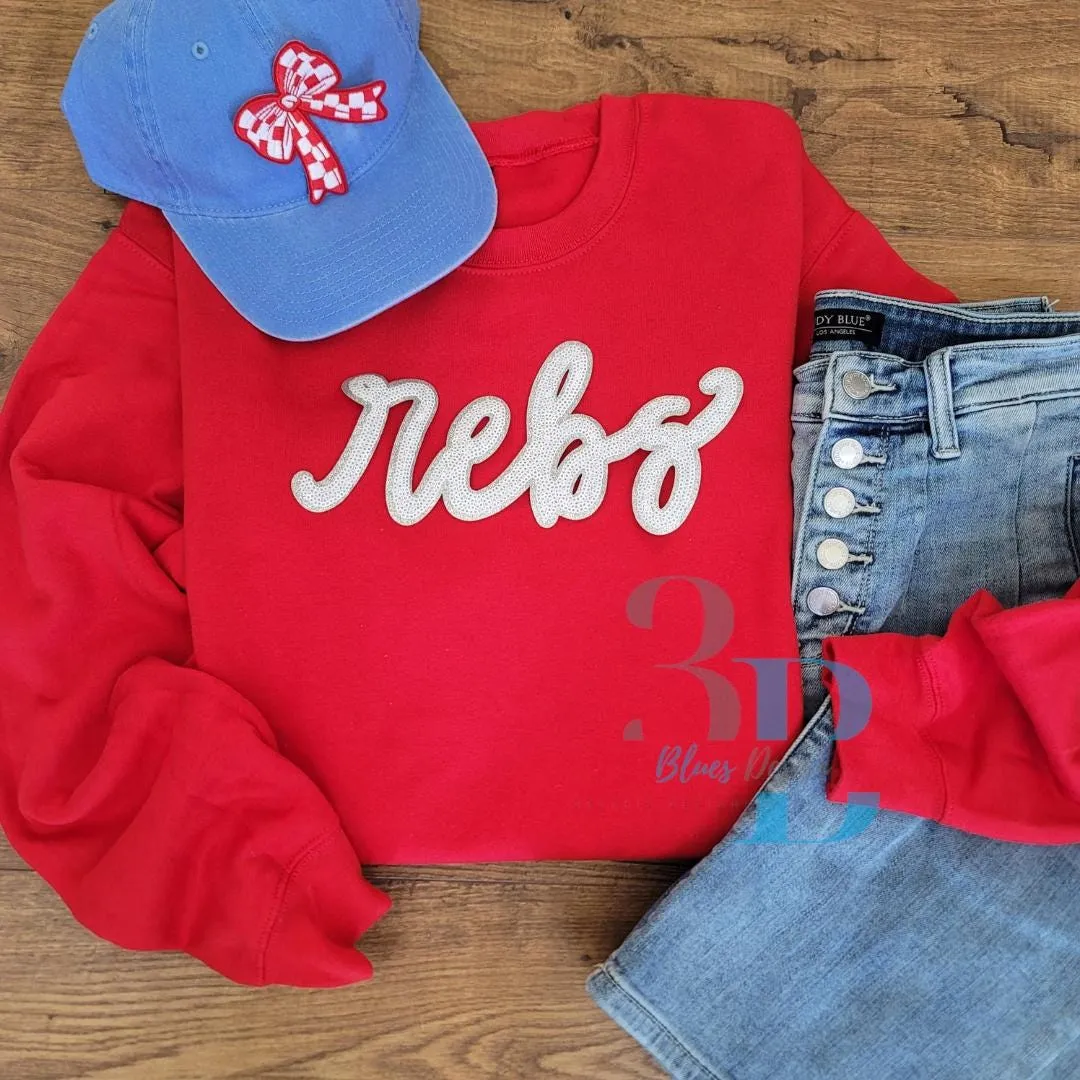 3Blues Designs |   Hazel Blues® | Rebs Sequin Patch Sweatshirt