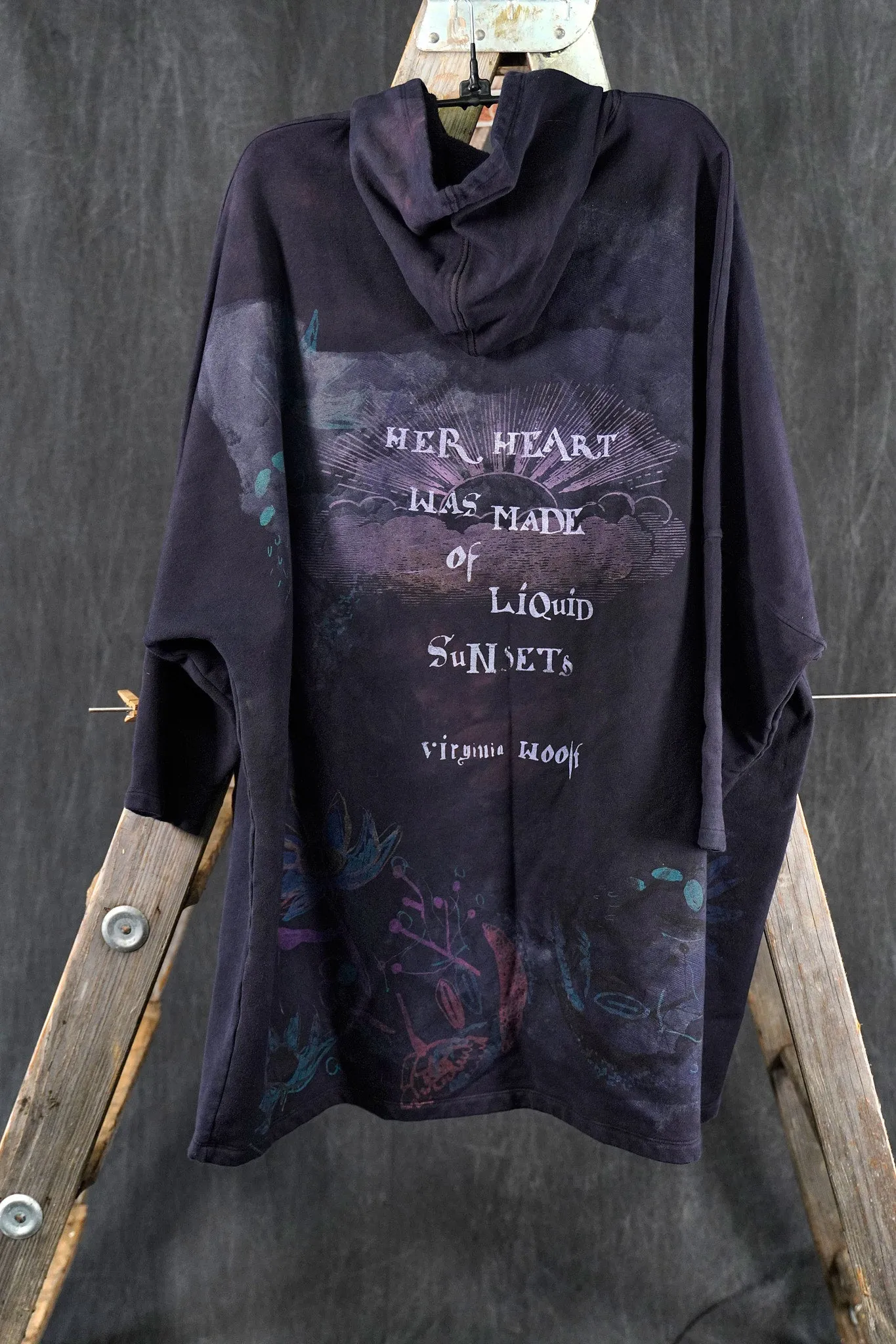 5255 HZ Square Zipper Hoodie Black Liquid Sunset