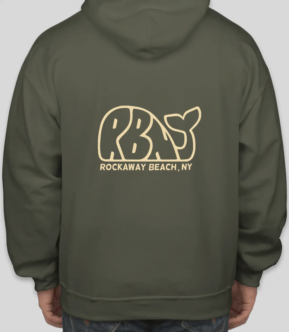Adult RBNY Whale Logo Pullover Hoodie Military Green