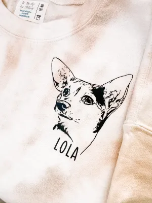 Adult Tie-Dye Pet Portrait Crewneck Sweatshirt