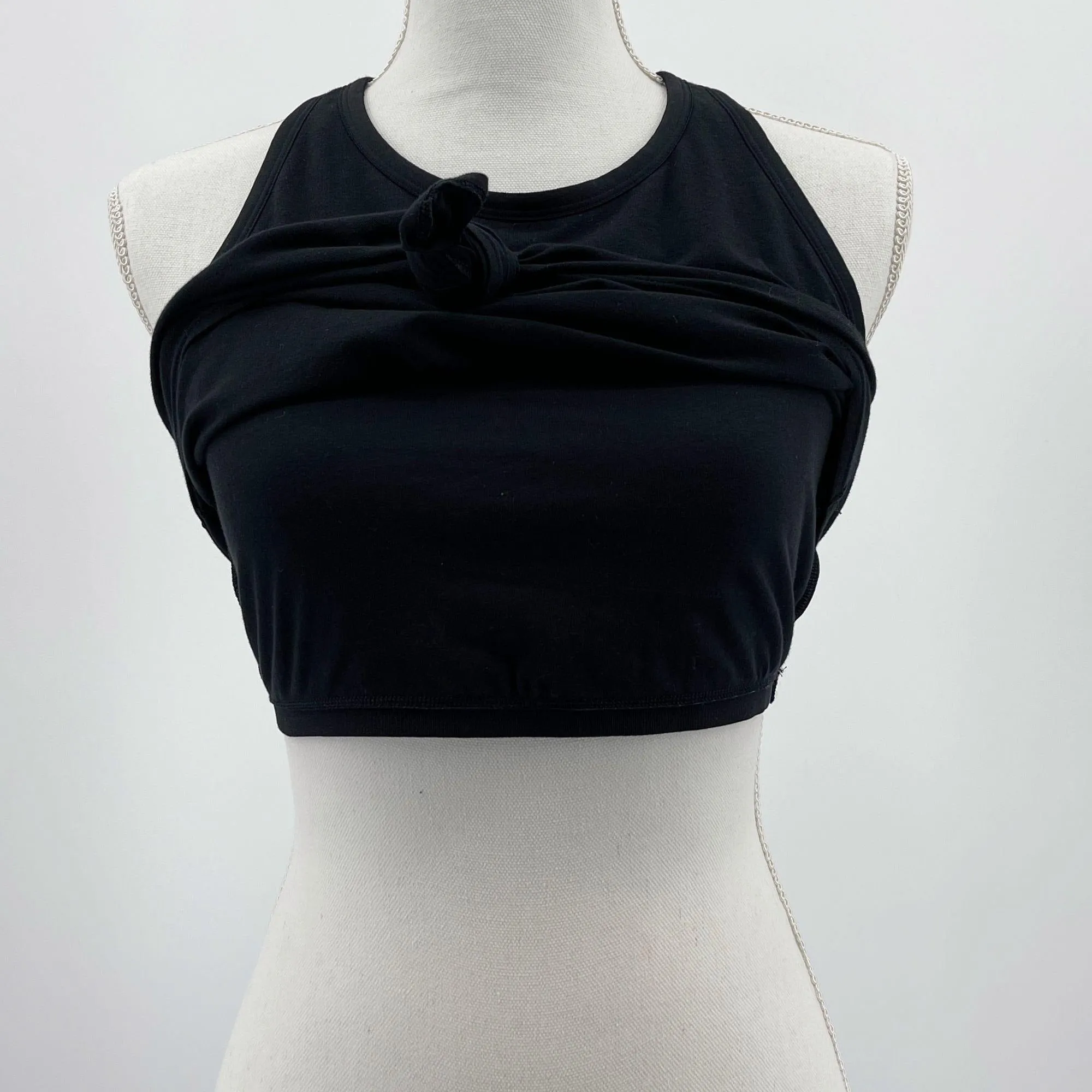 Aerie Black Chill Twist Knot High Neck Crop Top