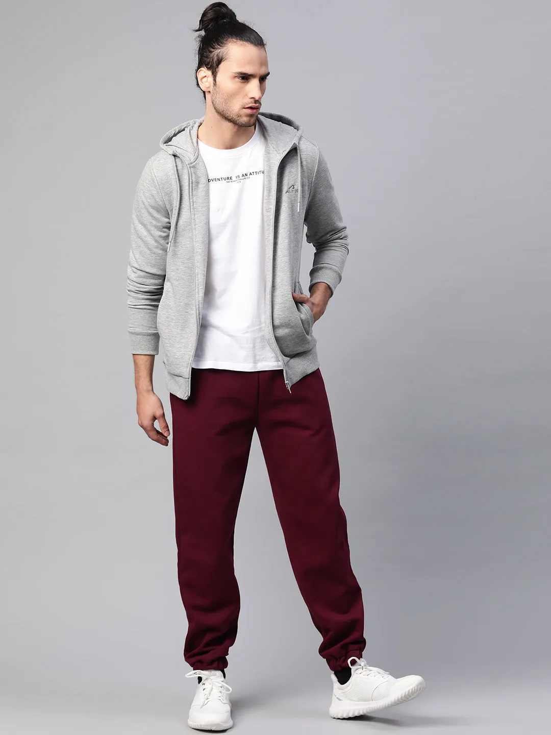 Alcis Men Solid Grey Melange Sweatshirts