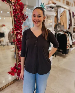 Amos Soft Rib Short Sleeve Onyx