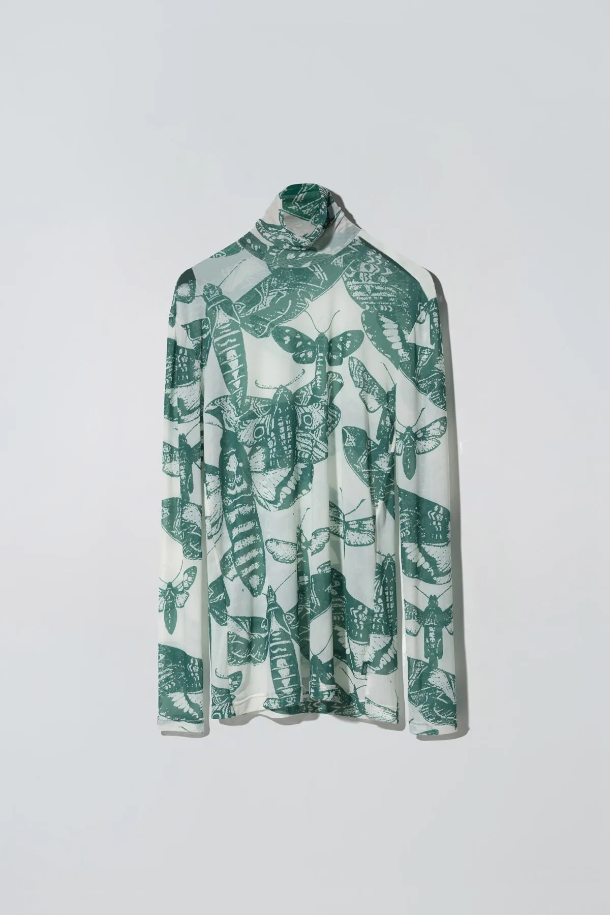 Animosity Mesh Turtleneck in Rotten Butterflies Print Black