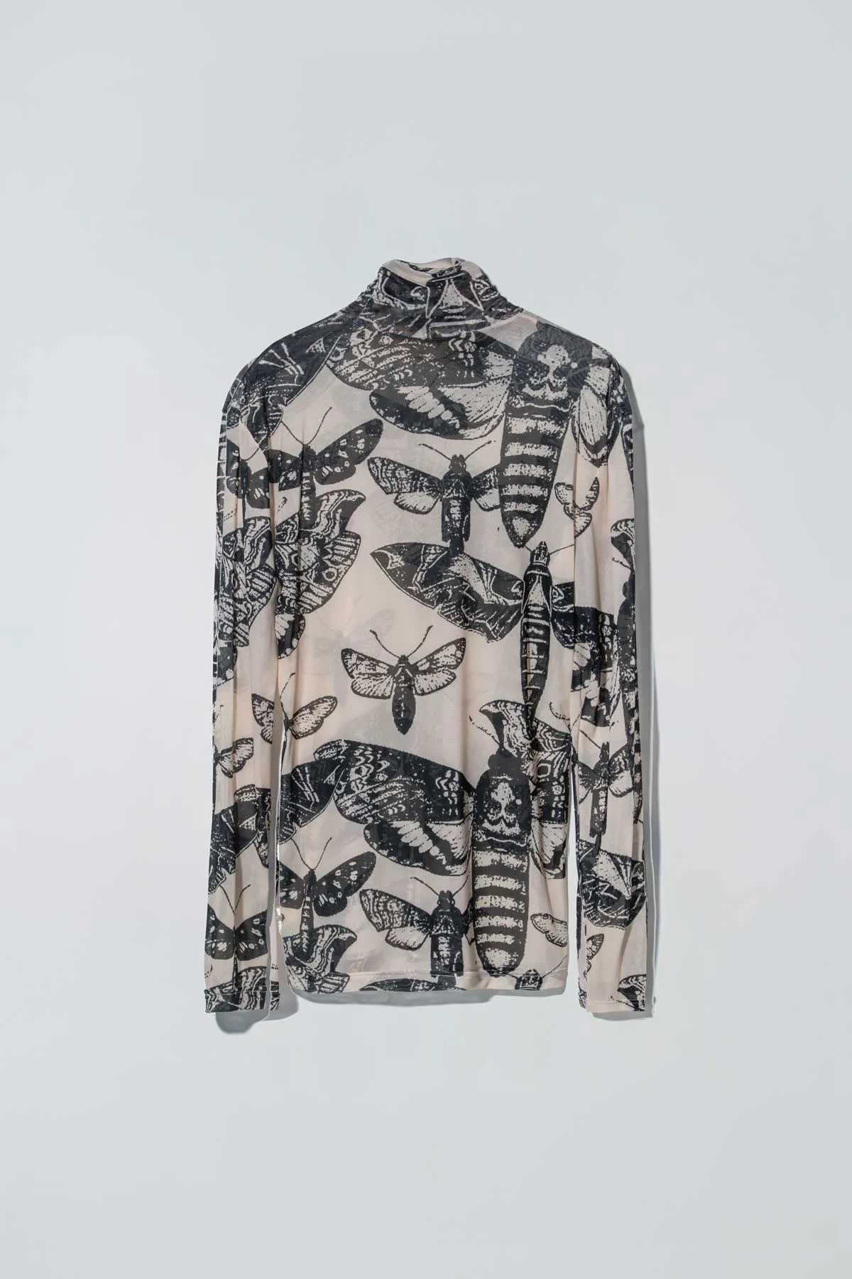 Animosity Mesh Turtleneck in Rotten Butterflies Print Black