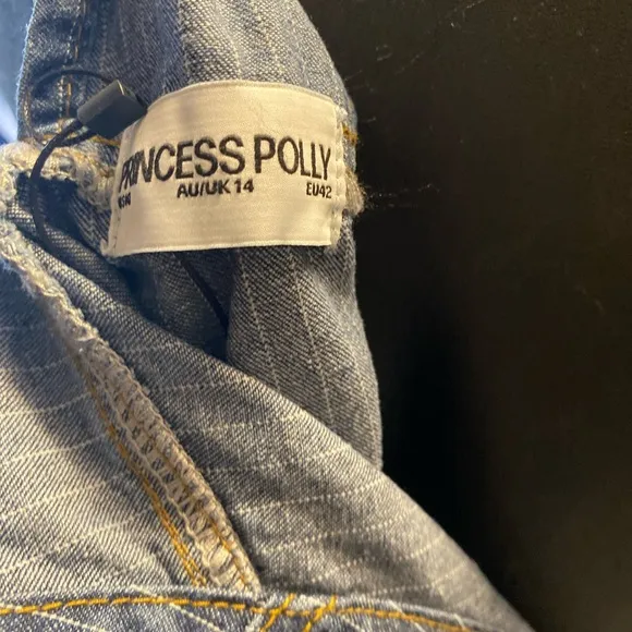 Authentic NWOT Princess Polly Kacey Overalls Mid Blue Pin Stripes