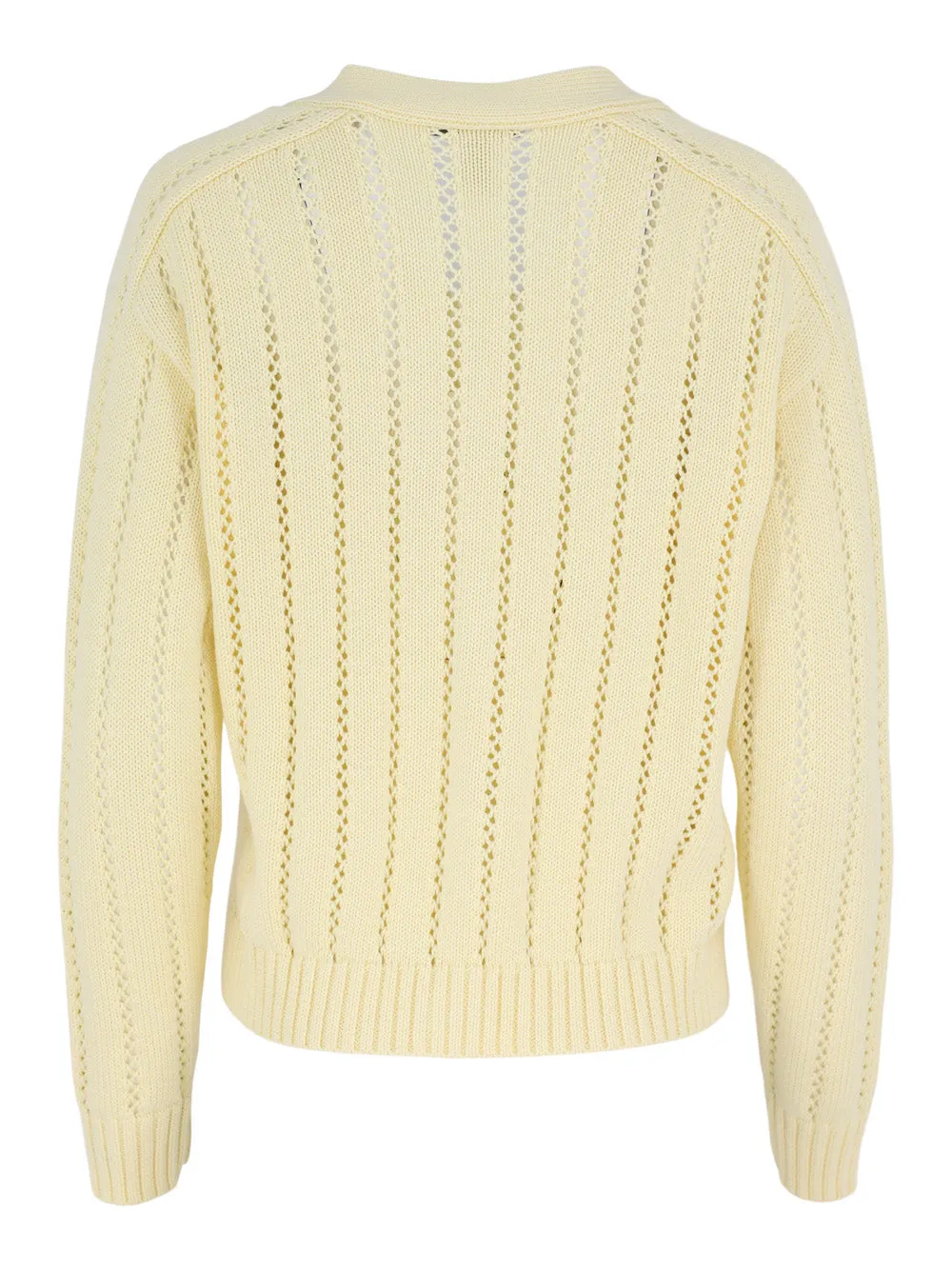 Autumn Cashmere Cropped V-Neck Cardigan With Pointelle Ladder Stitch (More Colors)