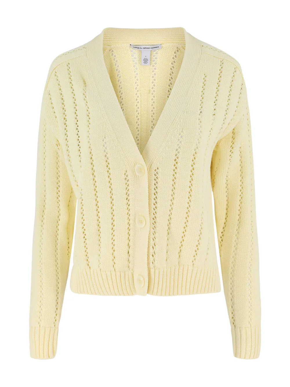 Autumn Cashmere Cropped V-Neck Cardigan With Pointelle Ladder Stitch (More Colors)