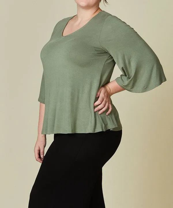 BAMBOO CURVE flare sleeve tee