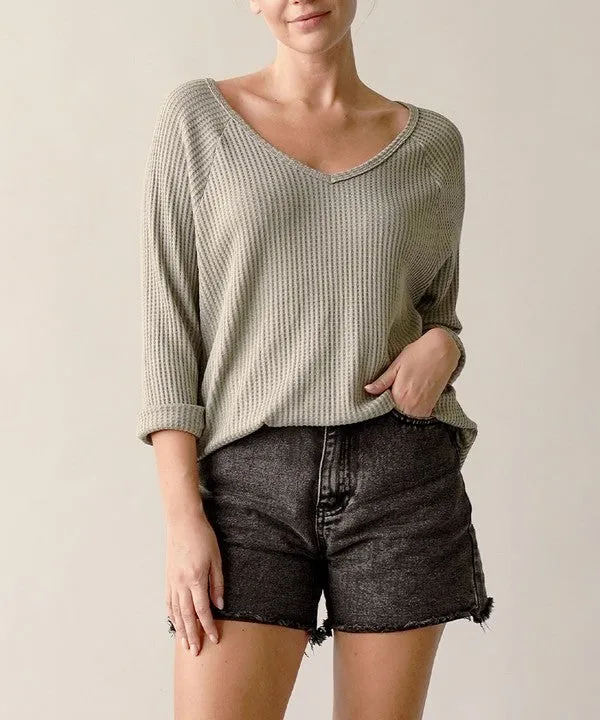 BAMBOO waffle loose fit top
