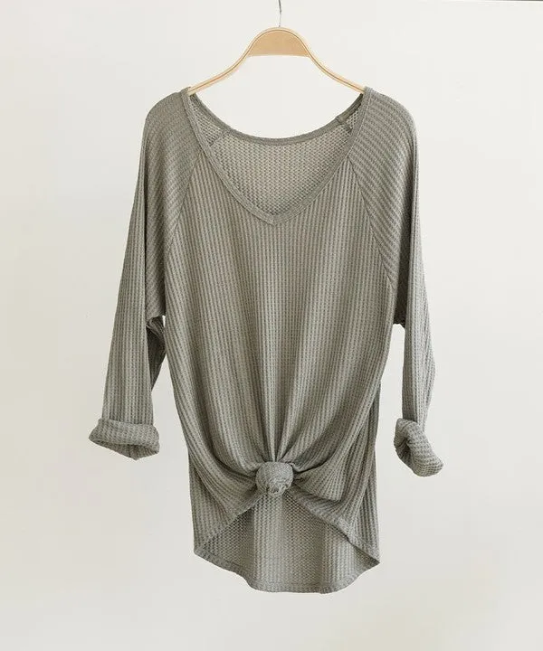 BAMBOO waffle loose fit top
