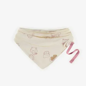 Bavoir crème à motifs en coton biologique, naissance || Cream patterned bib in organic cotton, newborn