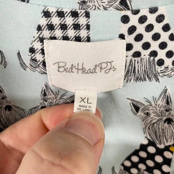 Bed Head Womens Organic Cotton Scottie Dog Pajama Set XL Long Sleeve Shirt Pants