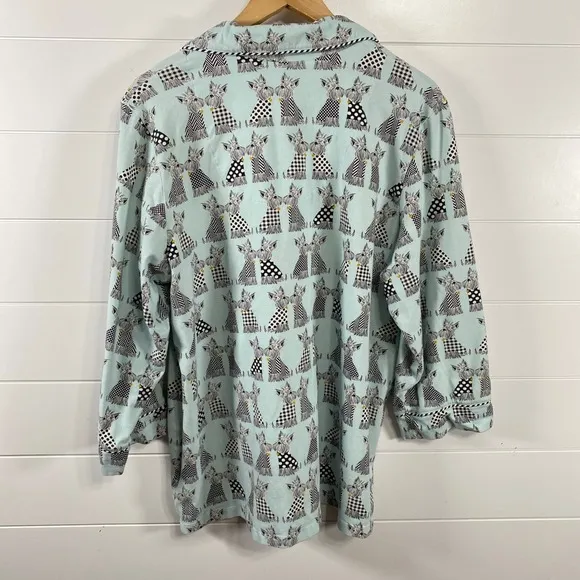 Bed Head Womens Organic Cotton Scottie Dog Pajama Set XL Long Sleeve Shirt Pants