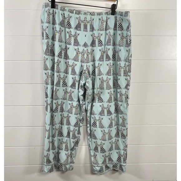 Bed Head Womens Organic Cotton Scottie Dog Pajama Set XL Long Sleeve Shirt Pants