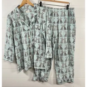 Bed Head Womens Organic Cotton Scottie Dog Pajama Set XL Long Sleeve Shirt Pants
