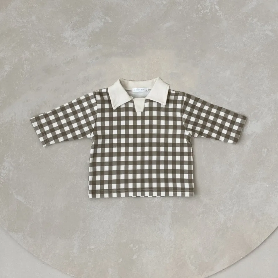 Big Gingham Collar Long Sleeve