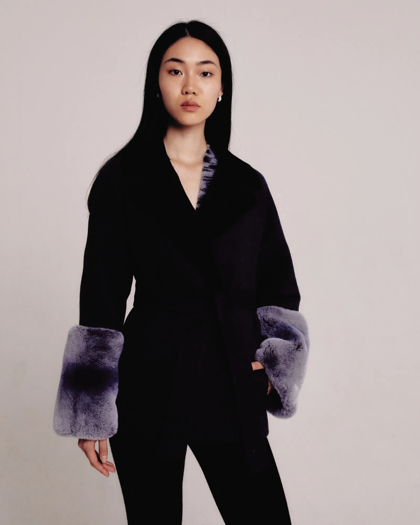 Black And Charcoal Grey Colour Block Loro Piana Coat