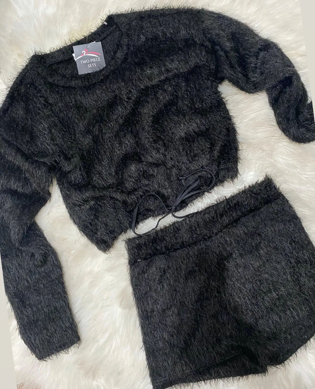 Black Teddy Shorts Set
