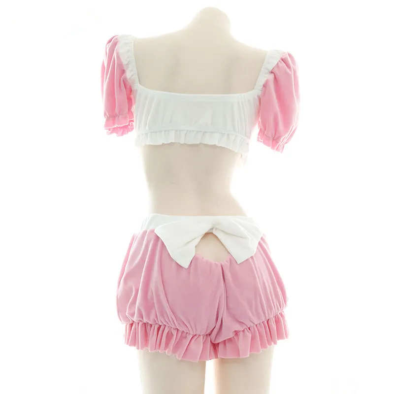 Bow Fan Plush Pajamas yc24653