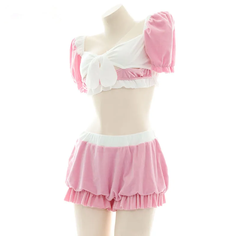 Bow Fan Plush Pajamas yc24653
