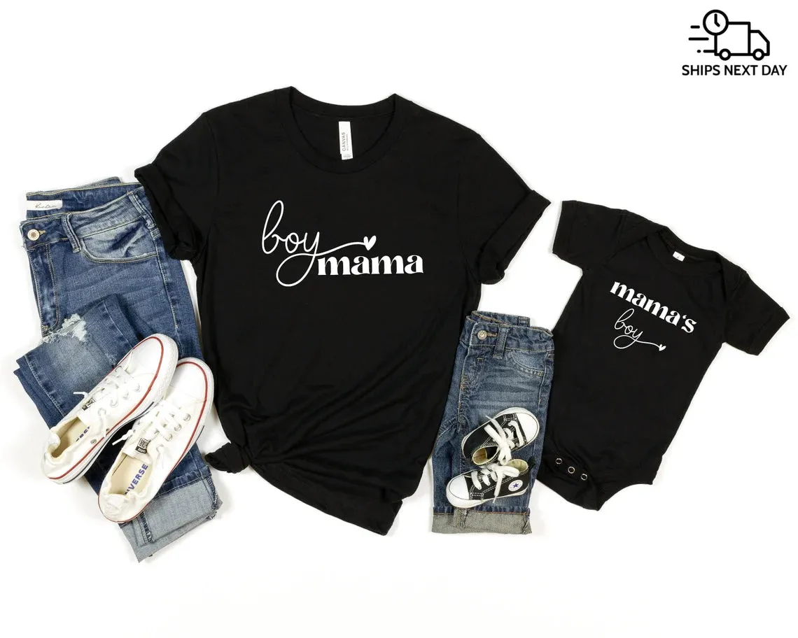 Boy mama and Mama's boy - Matching mom and son t-shirts, Mom of boys gift, Mama Shirt, New mom gift, Mother's Day gift | Women's with heart