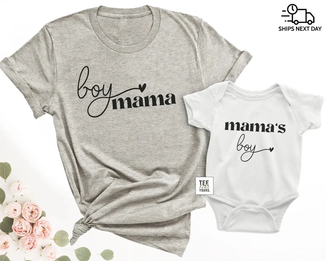 Boy mama and Mama's boy - Matching mom and son t-shirts, Mom of boys gift, Mama Shirt, New mom gift, Mother's Day gift | Women's with heart