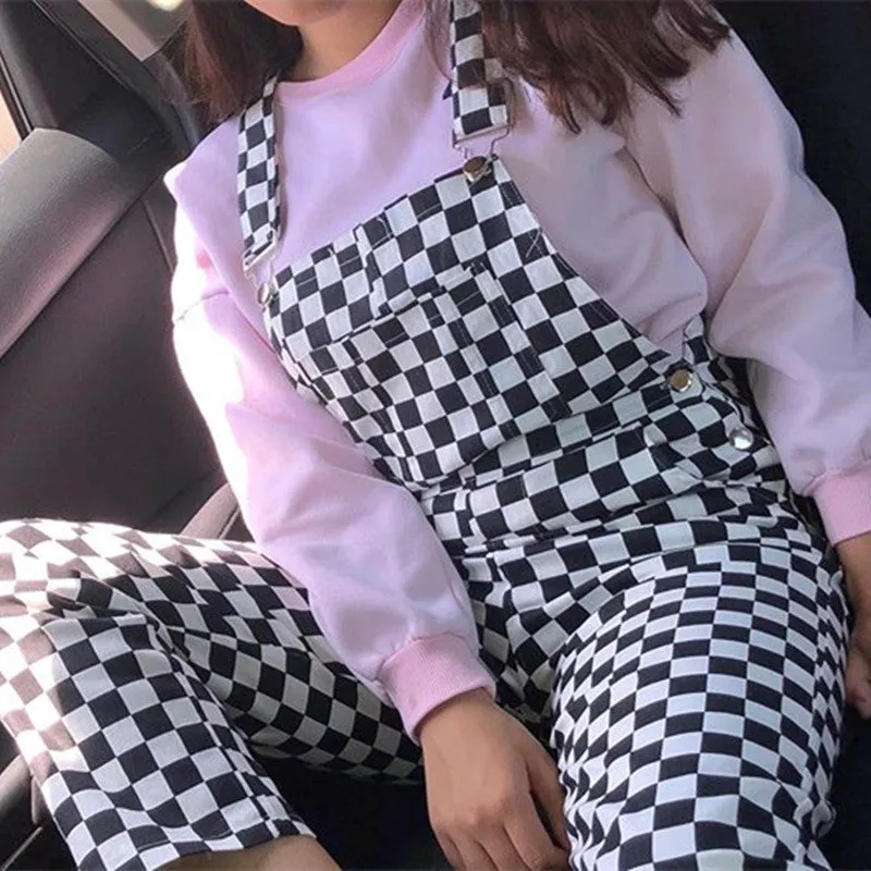 [@buvolic] "CHECKERS" SUSPENDER TROUSERS OVERALLS K030603REVIEW
