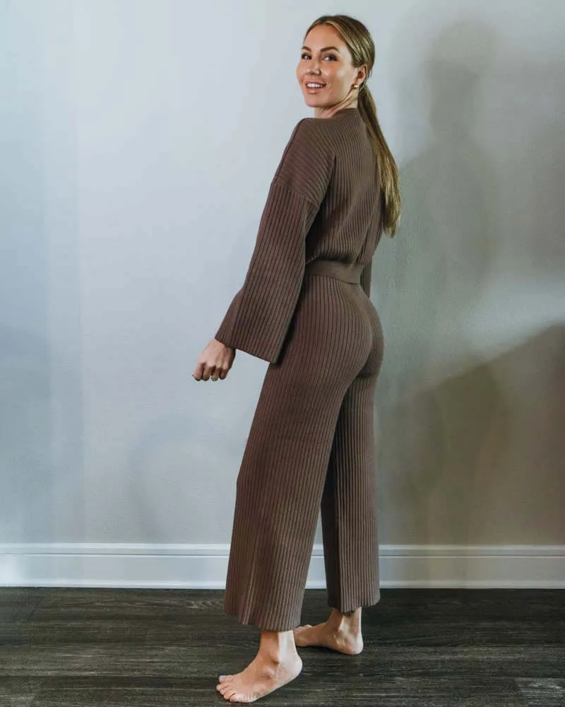 Cass Ribbed Sweater Set - Mocha