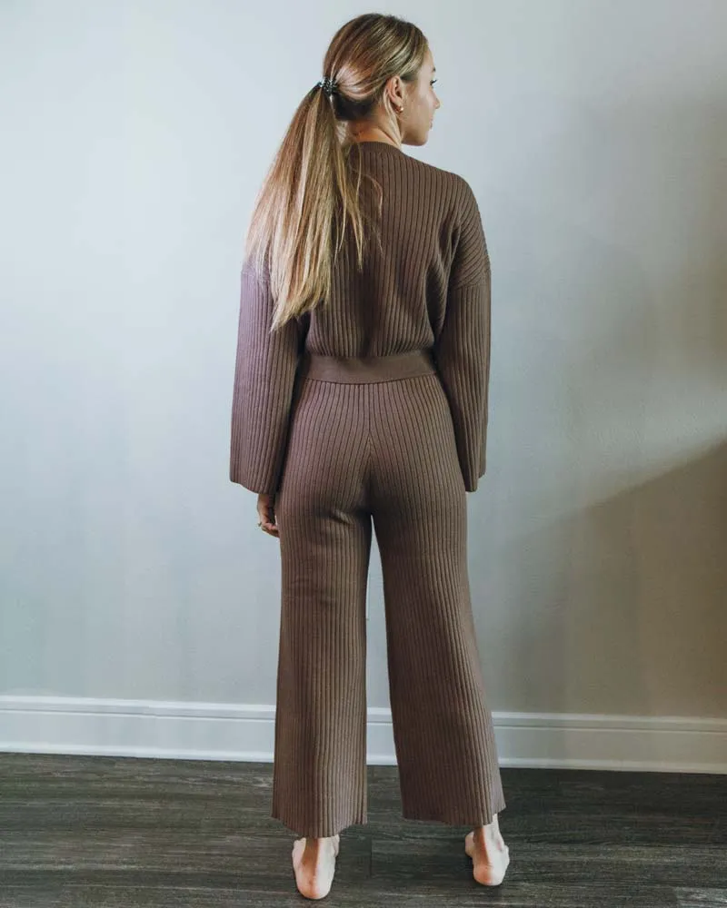 Cass Ribbed Sweater Set - Mocha