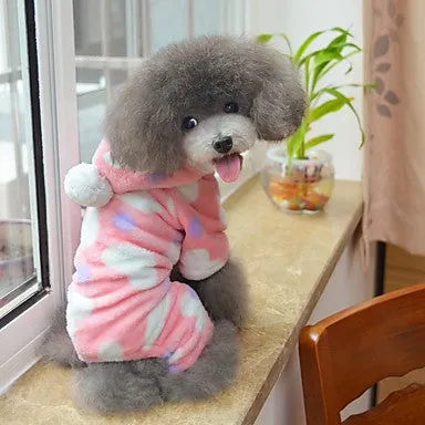 Cat Dog Hoodie Jumpsuit Pajamas Winter Dog Clothes Black Pink Costume  Polar Fleece Polka Dot Casual / Daily S M L XL XXL