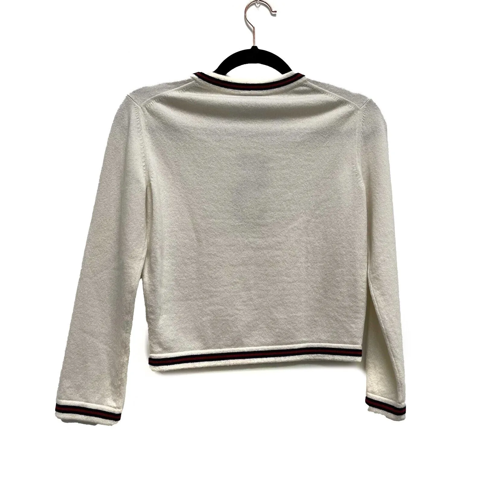 Chanel 19 No. 5 Logo Pullover Sweater Ivory NavyWhite Excellent 34 US 2