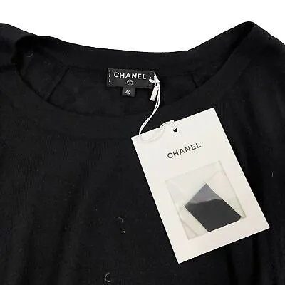 Chanel - 2016 Fall/Winter 2 16K Cashmere Silk Tie Waist Pullover Sweater Size 8