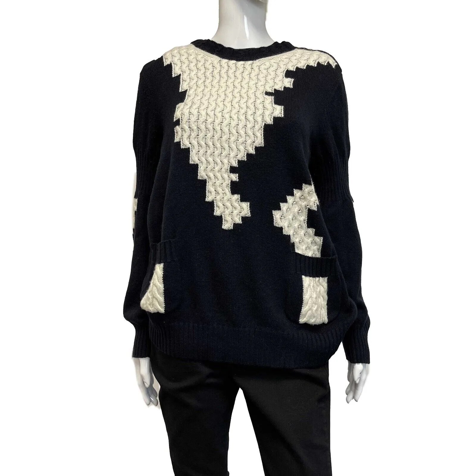 Chanel Excellent Cashmere Knit Sweater Blue/white Size 46 US 14 Top