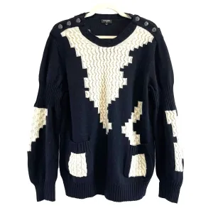 Chanel Excellent Cashmere Knit Sweater Blue/white Size 46 US 14 Top