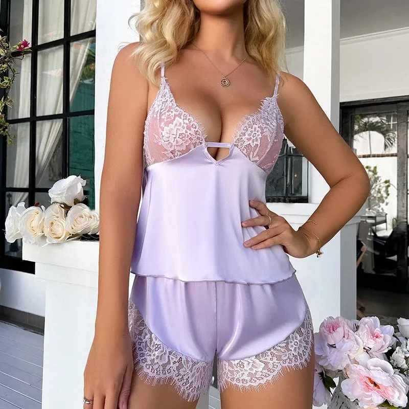 Charlotta Silk Pajamas Set - Lilac