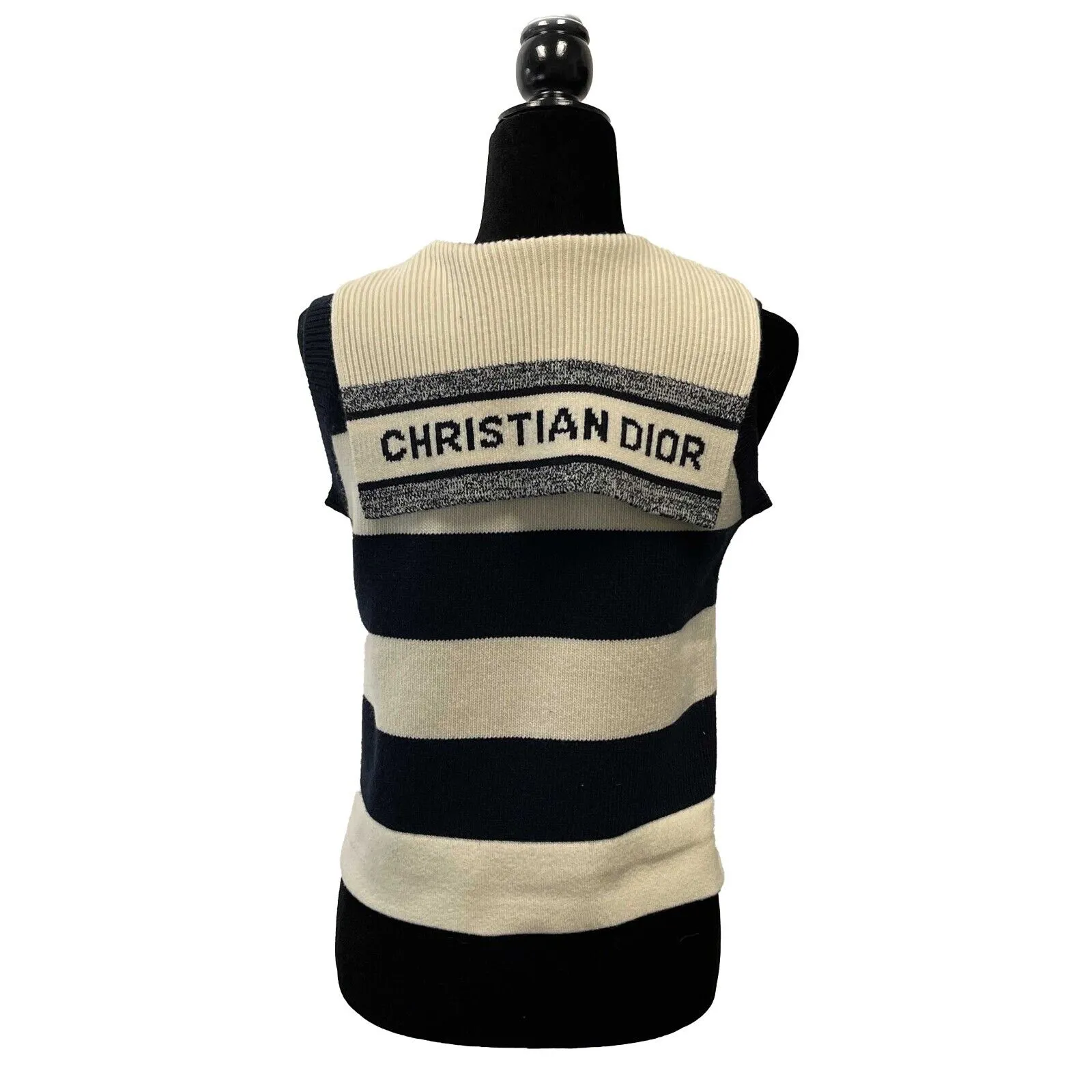 Christian Dior Marinière motif RARE Sailor Sleeveless Sweater Navy Top 34 US 2