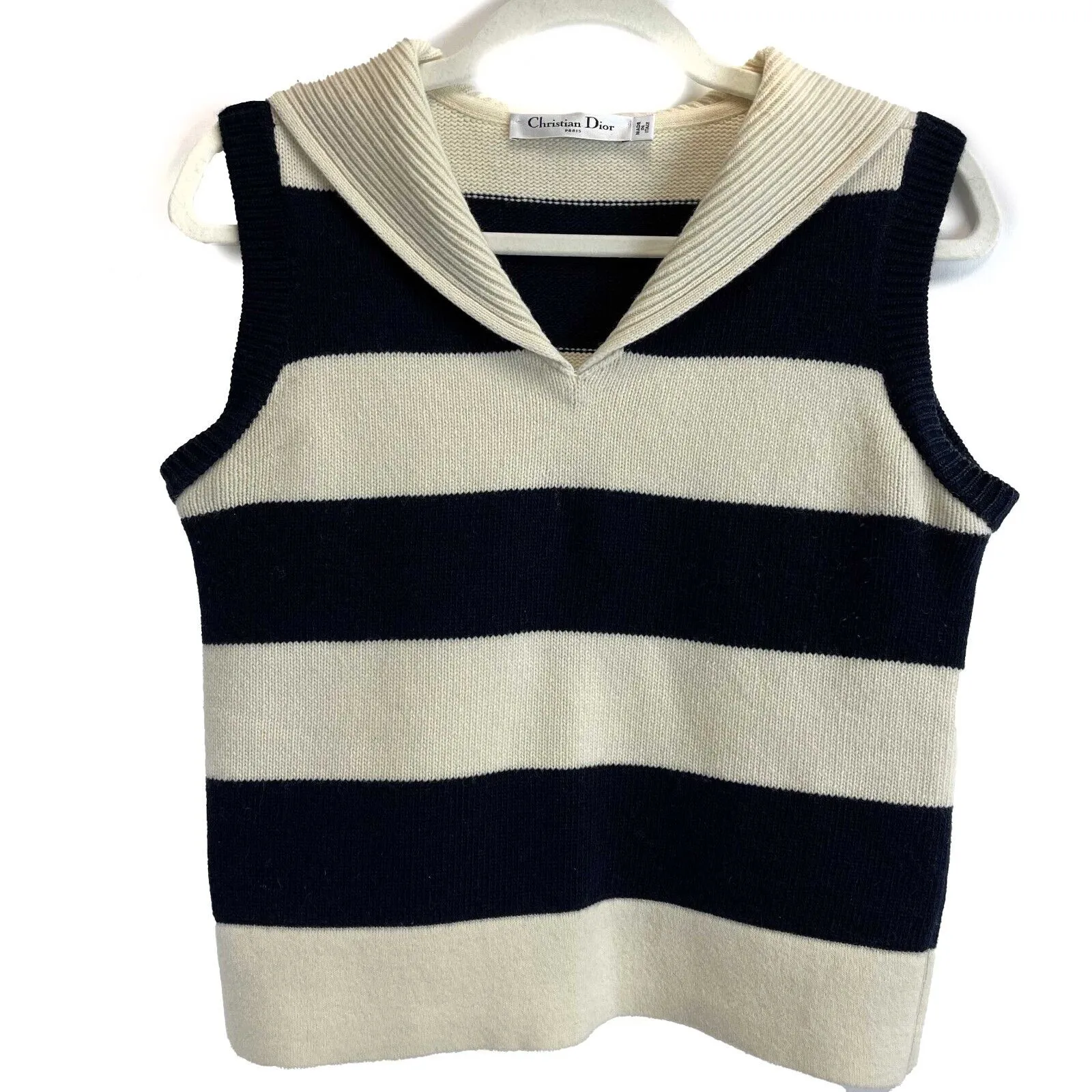 Christian Dior Marinière motif RARE Sailor Sleeveless Sweater Navy Top 34 US 2
