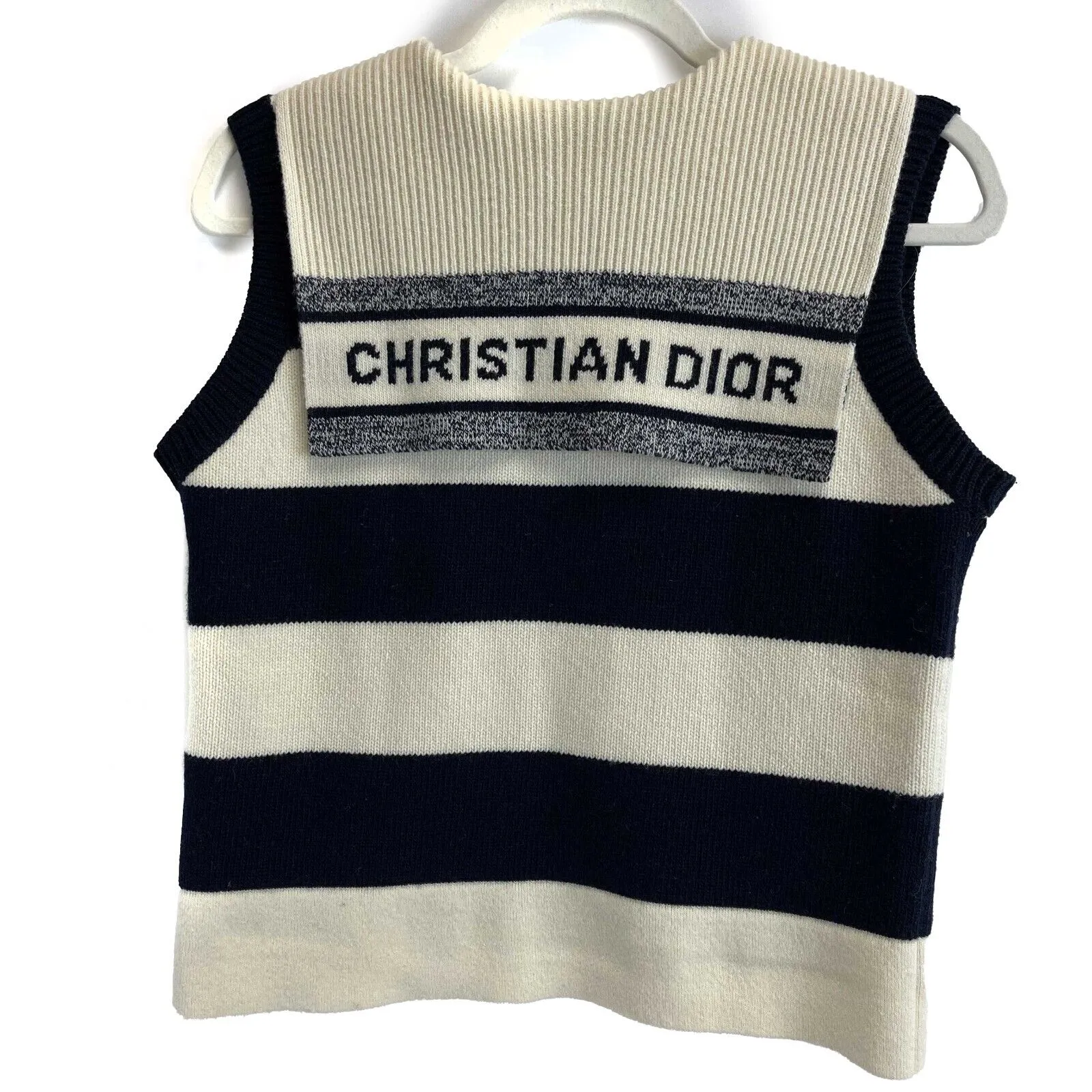 Christian Dior Marinière motif RARE Sailor Sleeveless Sweater Navy Top 34 US 2
