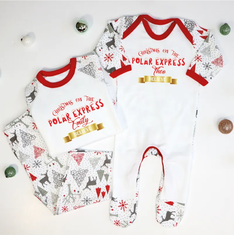 Christmas on the Polar Express Believe Personalised Family Christmas Pyjamas