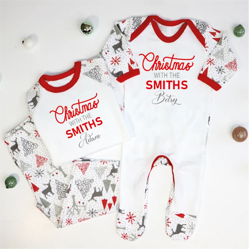 Christmas With Surname Matching Family Pyjamas