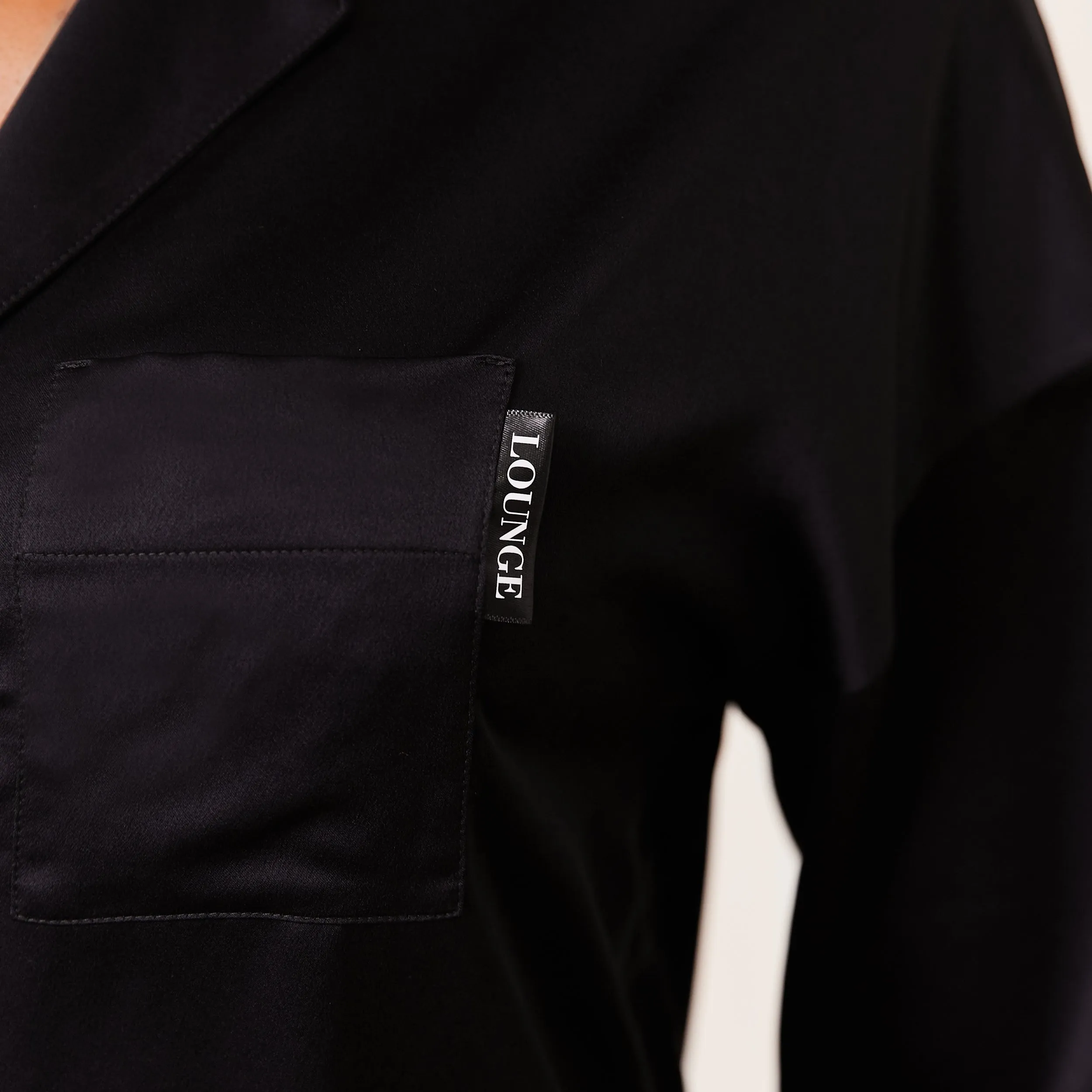 Classic Satin Chemise de Pyjama - Noir